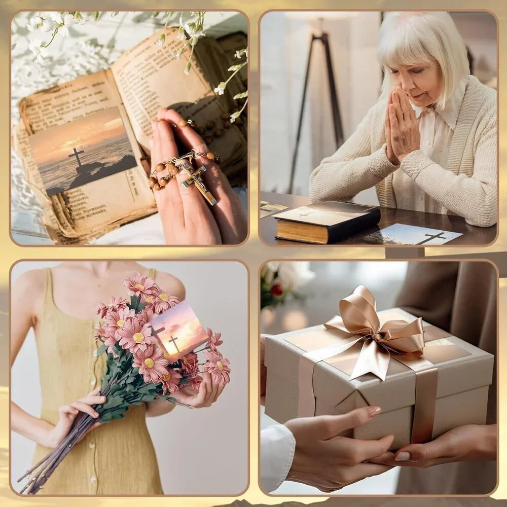 Religious Greeting Cards Set 4x6 with Cross Design Includes Envelopes
